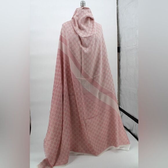 Gucci Guccissima XL Wool Fringe Scarf Pink - Picture 9 of 9